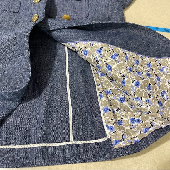 Banana Republic Women Blue Linen Cotton Blend Military Light Jacket 12 - Picture 9 of 12